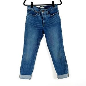 Madewell Jeans Mid-Rise Tomboy Straight Cuffed Hem
